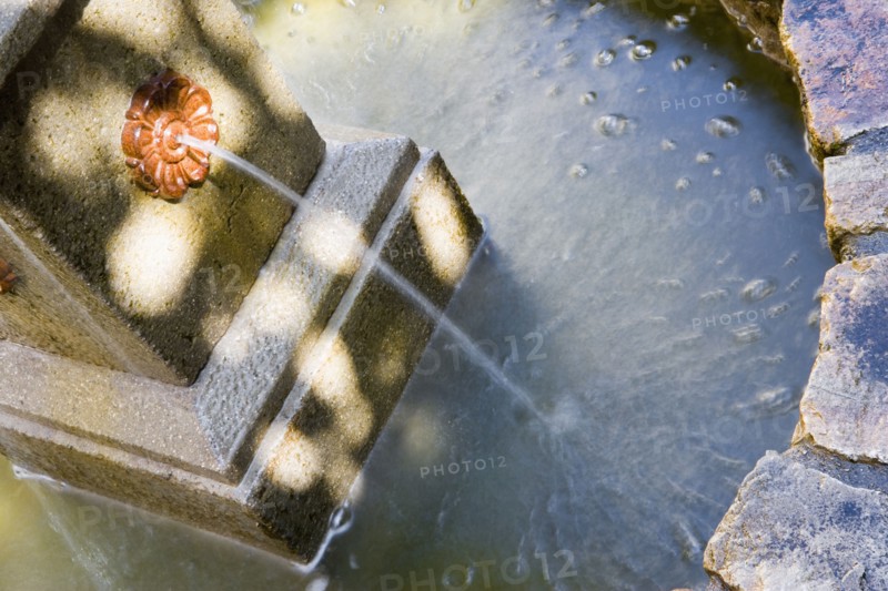Rock Fountain in Spanish Style Courtyard