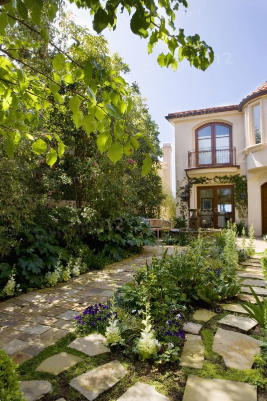 Landscaped Courtyard in Spanish Style Home