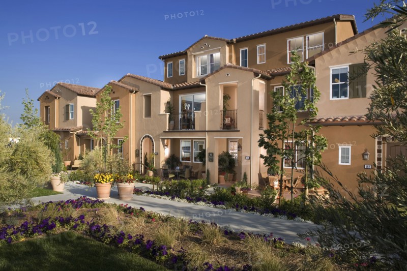 Exterior of attached homes during the afternoon