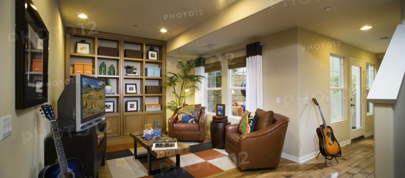 Interior of entertainment room and patio