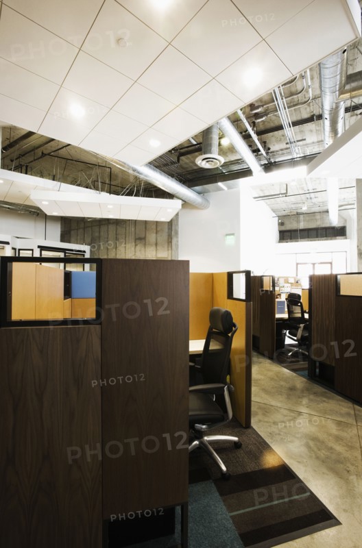 Detail of modern office space with cubicles