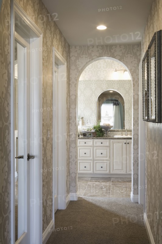 View down hallway to bathroom