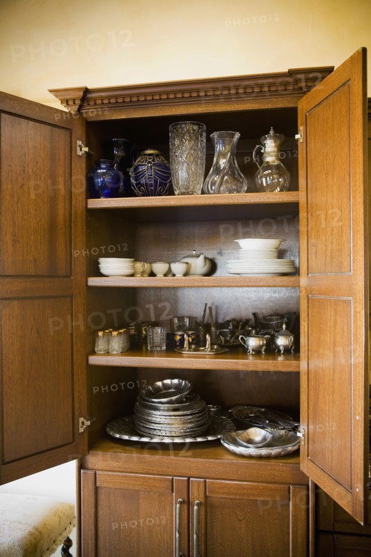 Pantry filled with vintage dishware