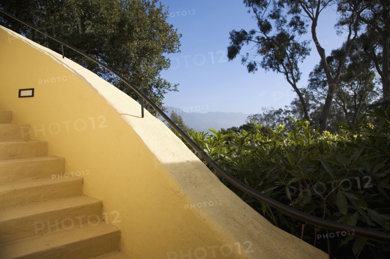 Detail of an exterior winding staircase