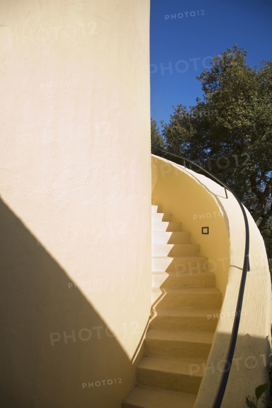 Detail of an exterior winding staircase