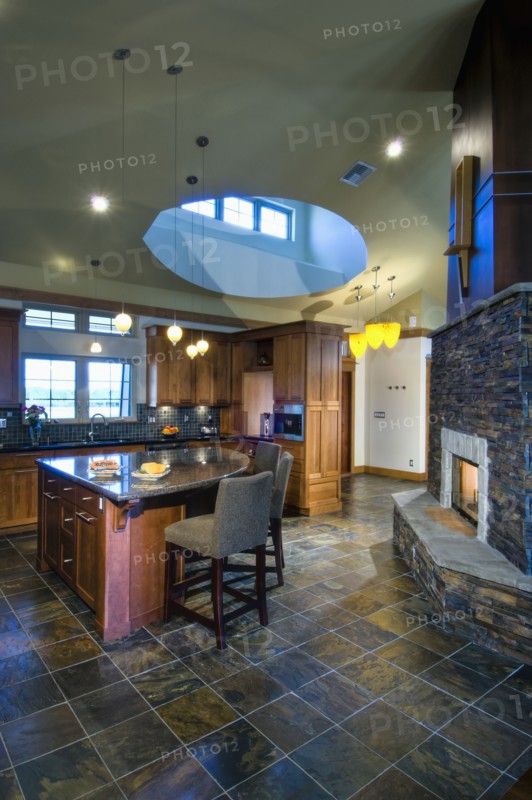 Kitchen island counter with dining counter stool