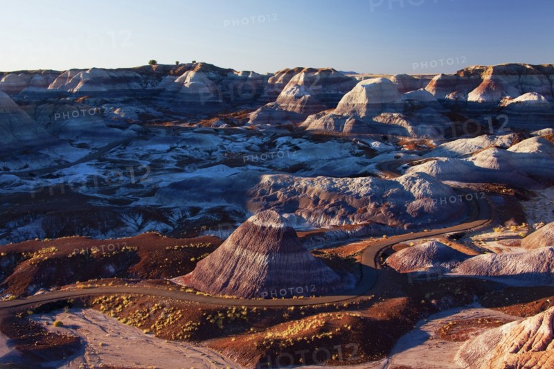 Multicolor rock formations in mountainous remote landscape