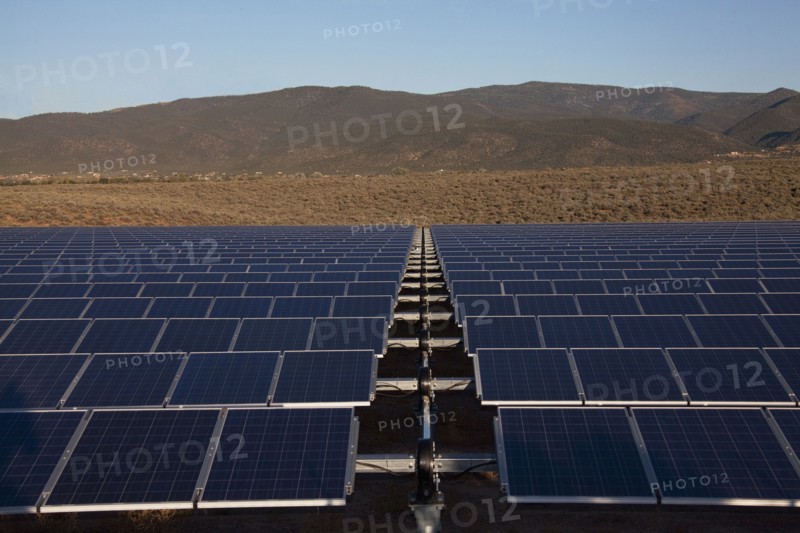 Solar panels in remote landscape