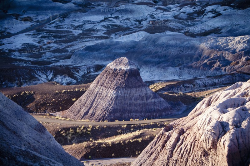 Multicolor rock formations in remote landscape