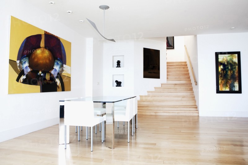 Dining table and chairs in open living space
