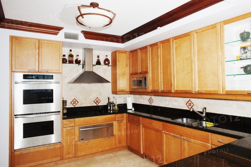 Cabinets and countertops in modern kitchen