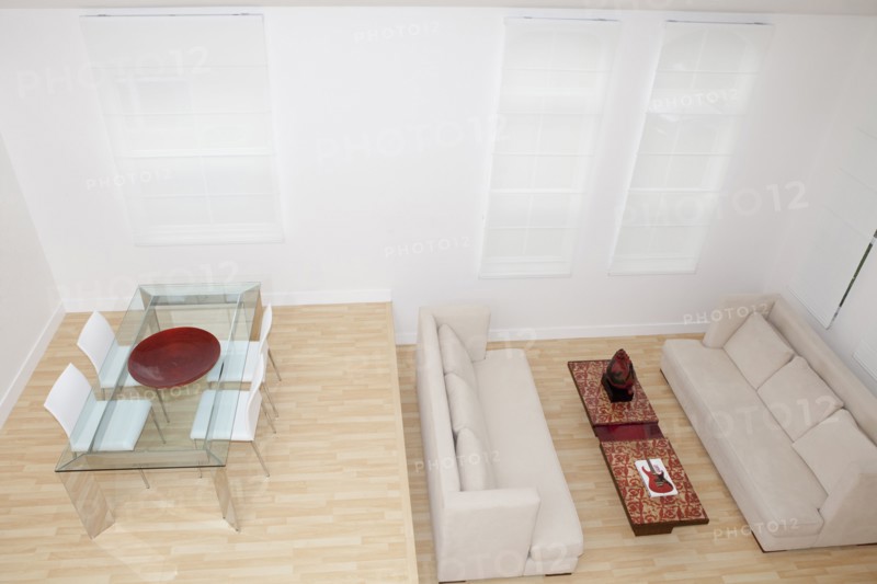 High angle view of sofas