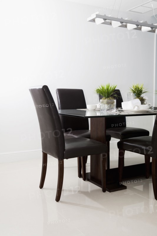 Table and chairs in modern dining room
