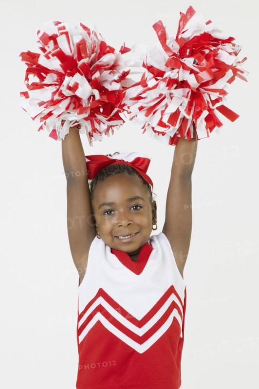 African girl dressed as cheerleader