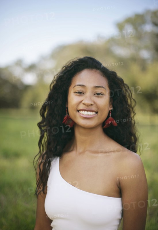 Portrait of smiling mixed race woman