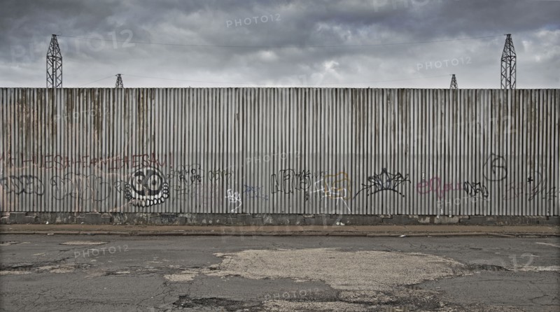 Graffiti on urban metal wall