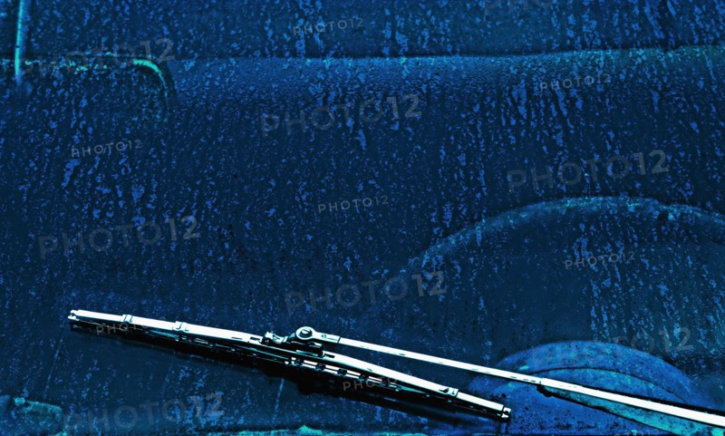 Close up of windshield wiper on car