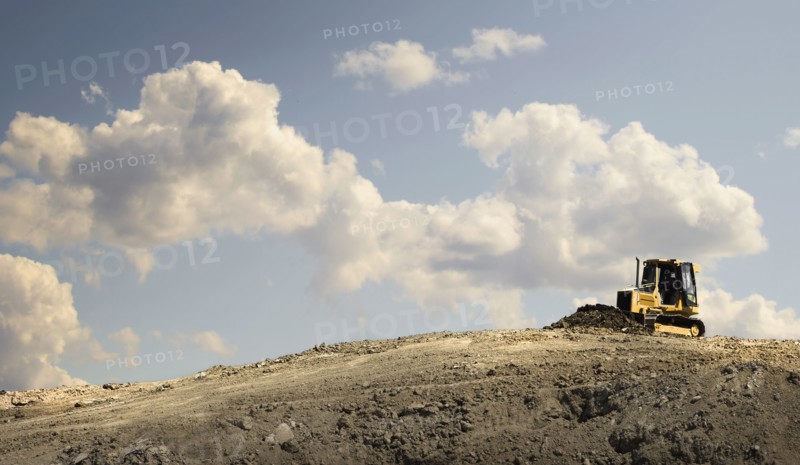Bulldozer working in quarry