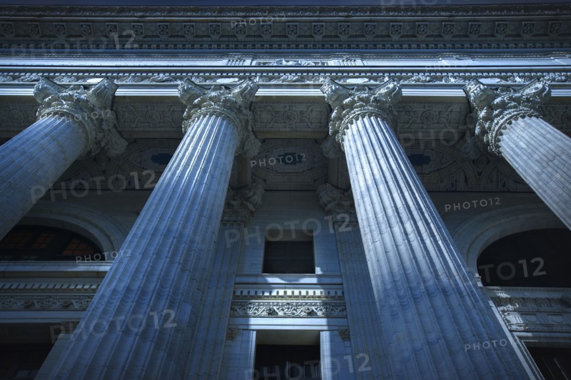Low angle view of columned building