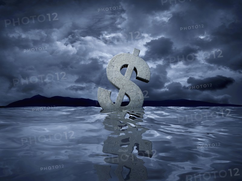 Dollar sign floating in water
