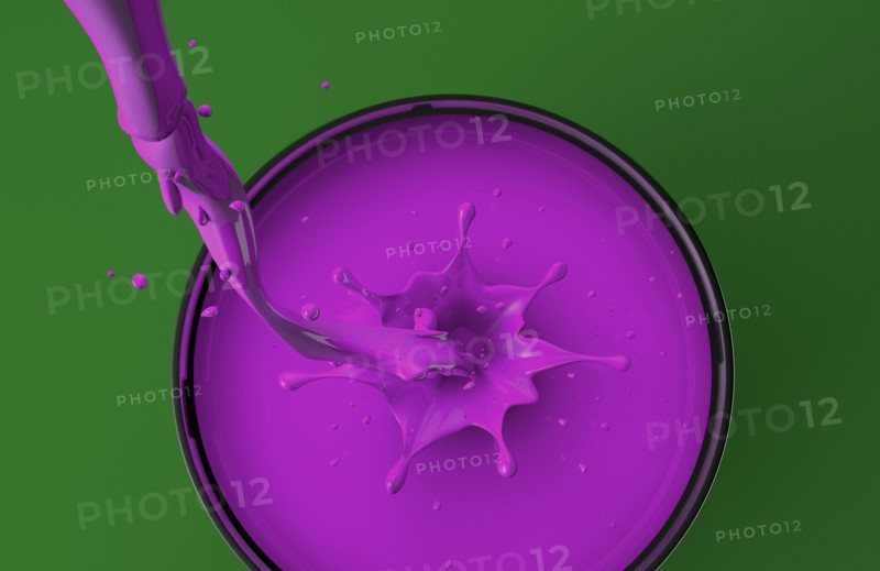 Purple paint pouring into pot