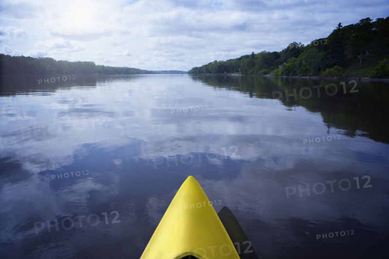 Kayak on still calm lake