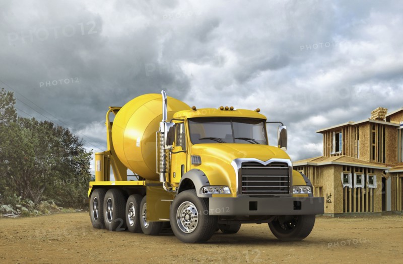 Mixing truck at construction site