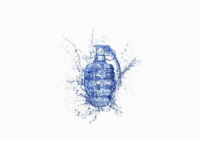 Close up of grenade shattering