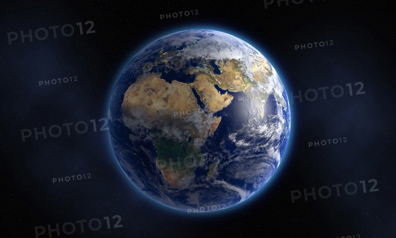Glowing Earth floating in space