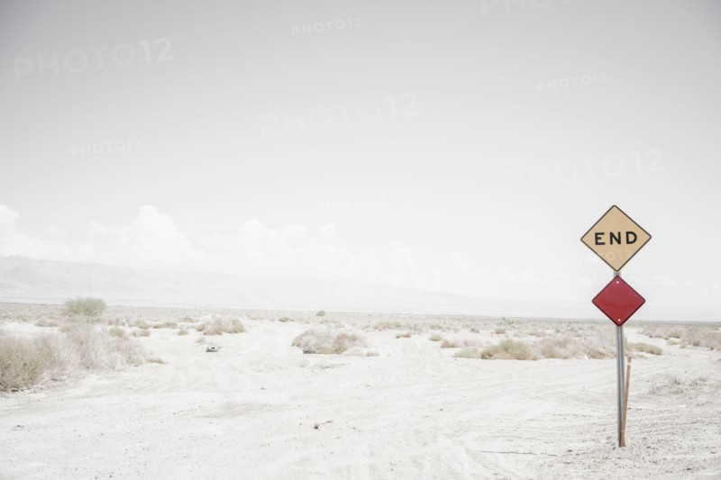 End road sign on remote dirt road
