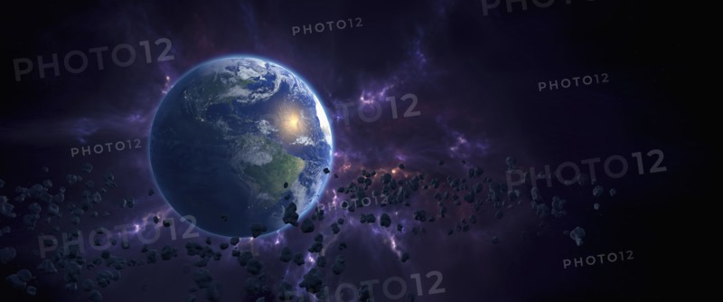 Earth and debris in outer space