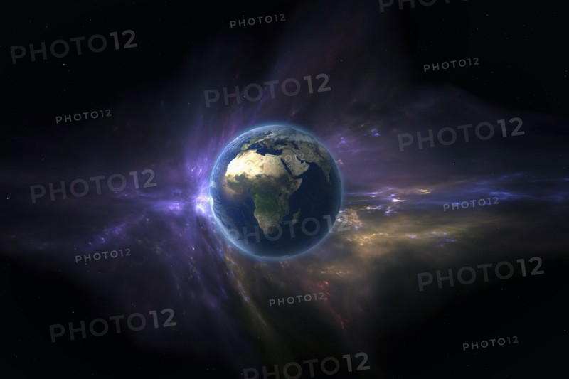 Earth and debris in outer space