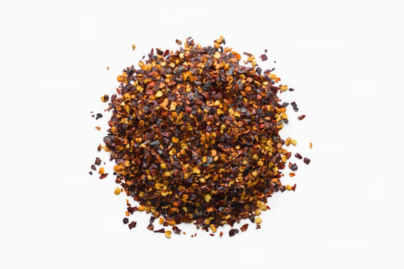 Pile of pepper flakes in shape of a circle