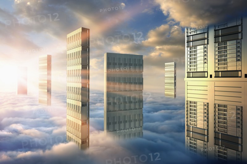 Computer servers in clouds
