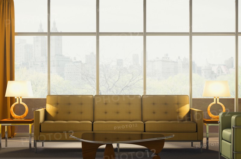Sofa and armchair in modern penthouse apartment