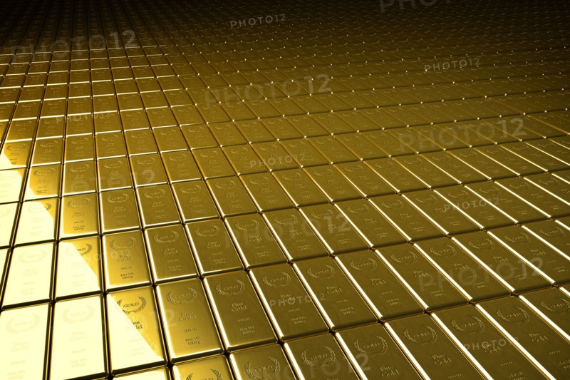 High angle view of gold bars