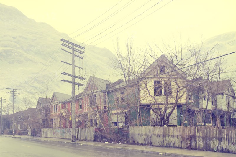 Dilapidated city neighborhood