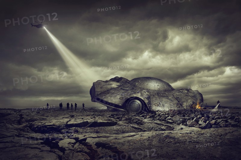 Helicopter investigating crash of spaceship