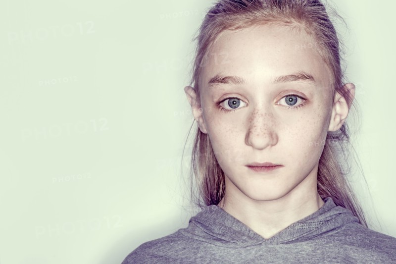 Portrait of serious Caucasian girl