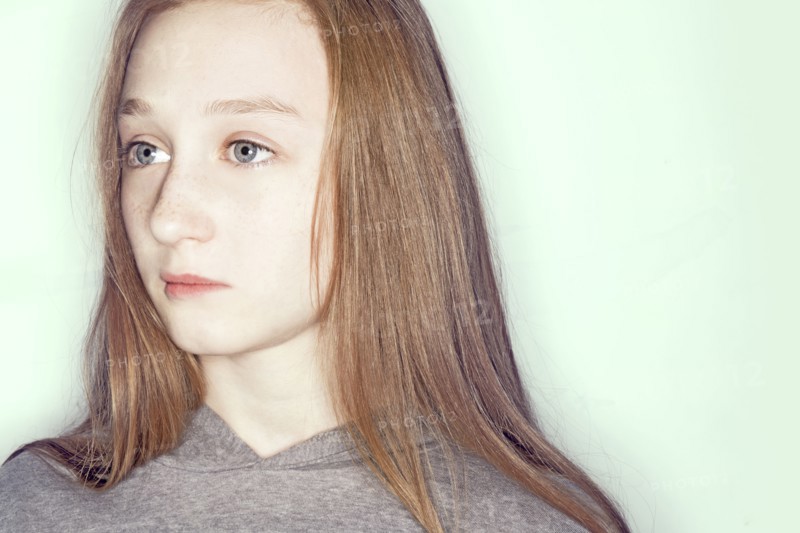Portrait of serious Caucasian girl