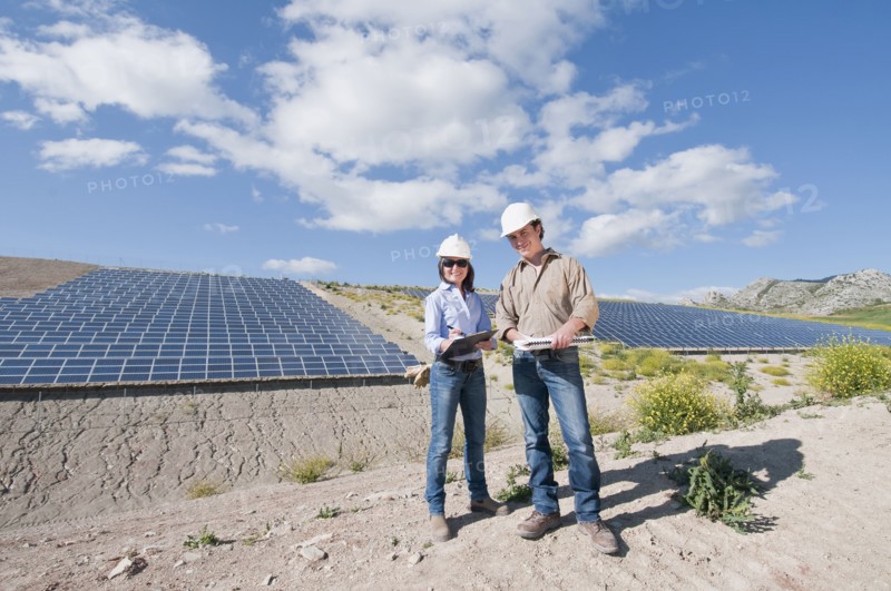 male and female engineer in solar plant