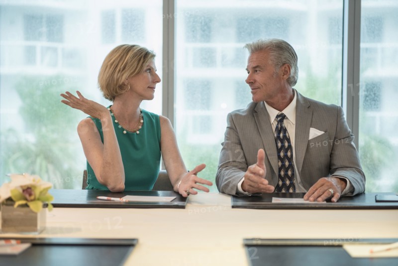 Caucasian business people talking in meeting