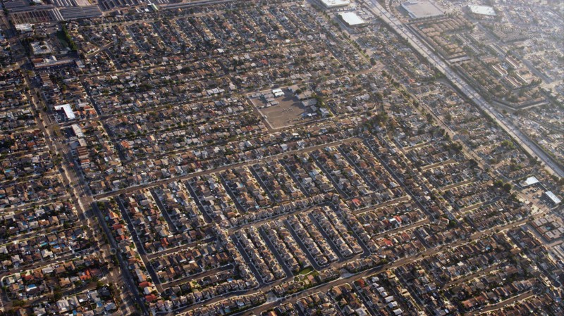 Aerial view of Los Angeles cityscape
