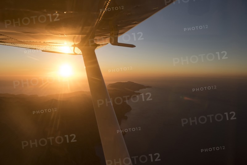 Airplane flying over Catalina Island