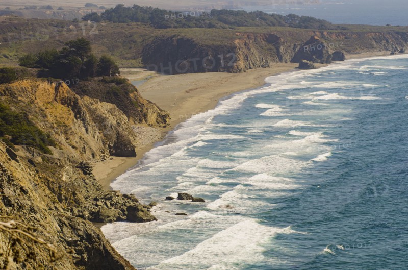 Aerial view of ocean and beach