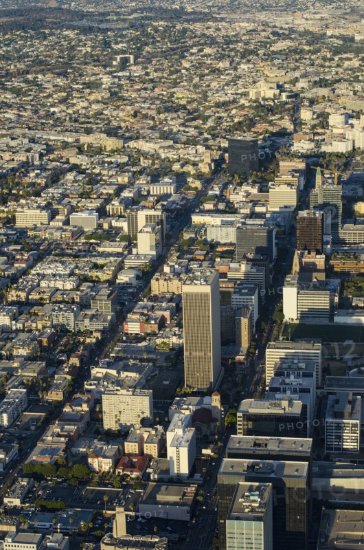 Aerial view of Los Angeles cityscape