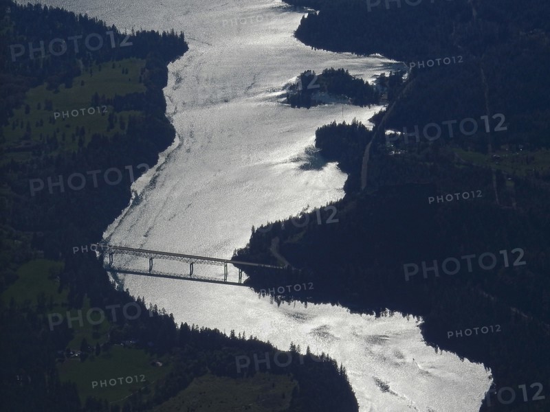 Aerial view of bridge over river