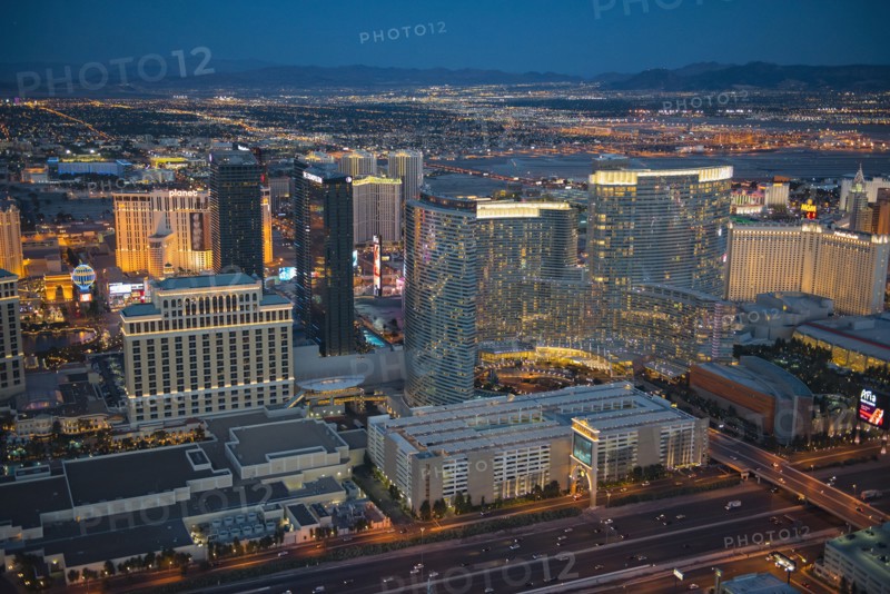 Aerial view of illuminated cityscape