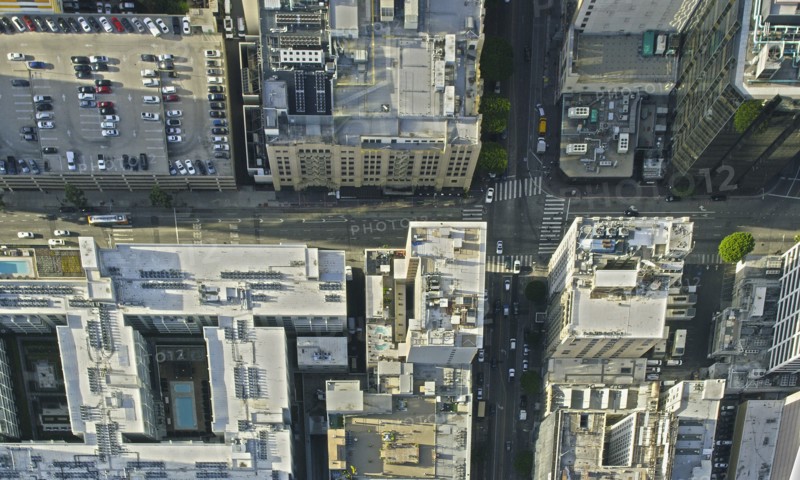 Aerial view of city intersection