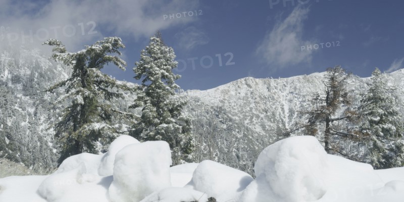 Snow in mountain landscape